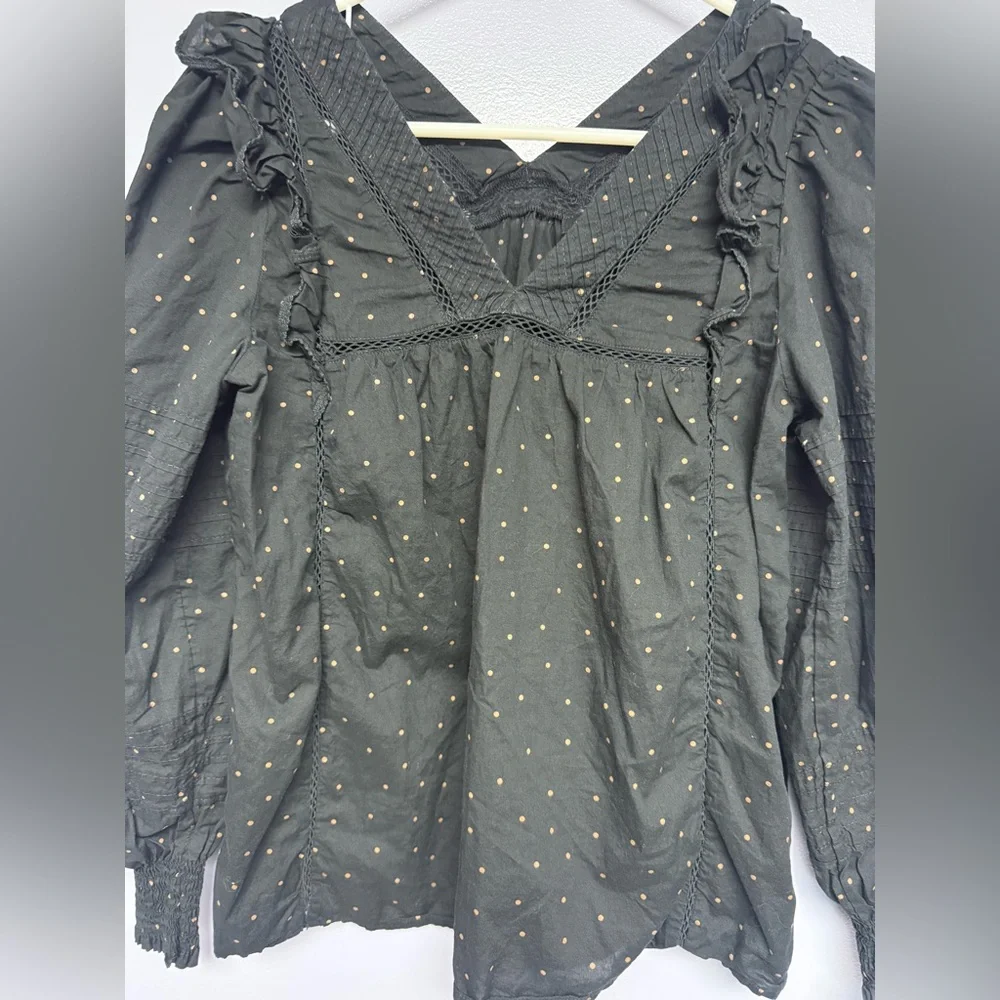 Madewell Voile ruffle pin tuck Black top XS - Picture 6 of 16
